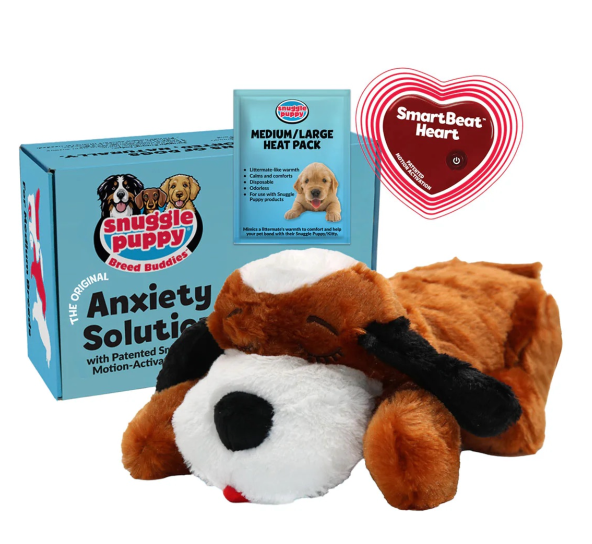 Snuggle Puppy con caja, bolsa de calor y corazón SmartBeat