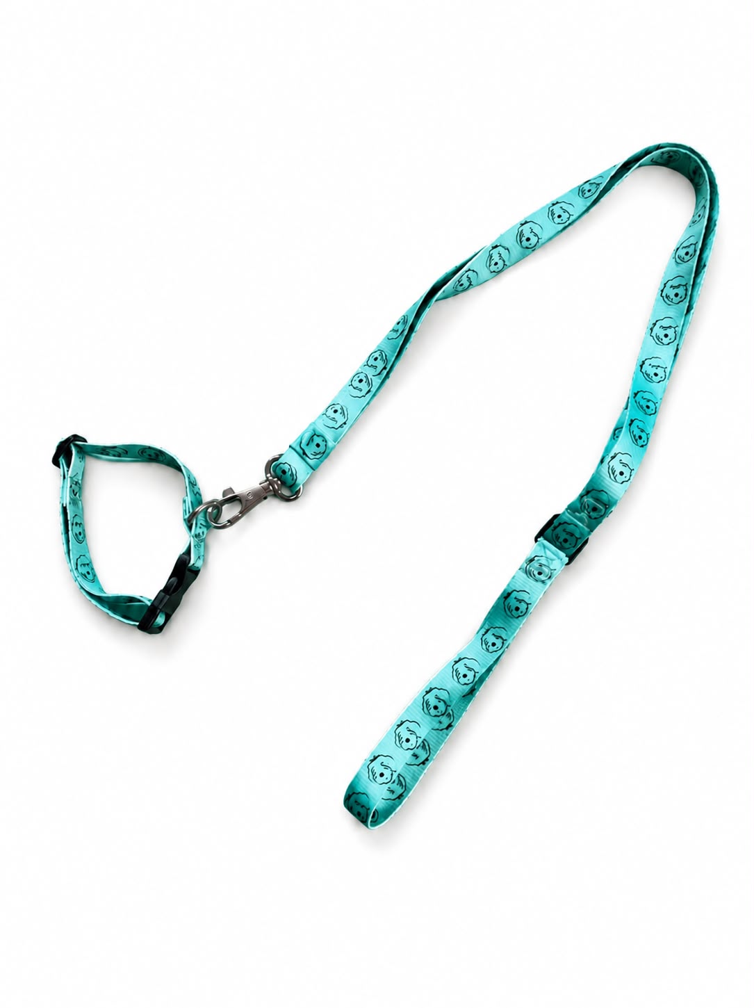 Set de correa y collar talla S turquesa con caritas Frank On The Road